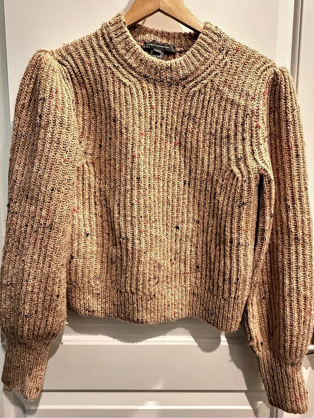 French Connection Natalya Ribbed L/Small Jumper Speckled Knit Crewneck Small